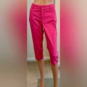 St. John’s Bay Hot Pink Barbie Preppy Chinos Cotton Spandex Capris Pants Size 8